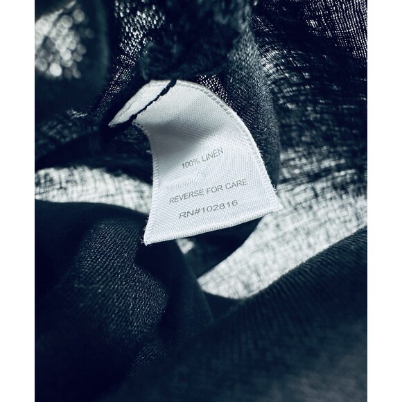 garnet Hill Black Linen Button Front Long Sleeve Tunic Shirt size small pocket - Picture 8 of 10